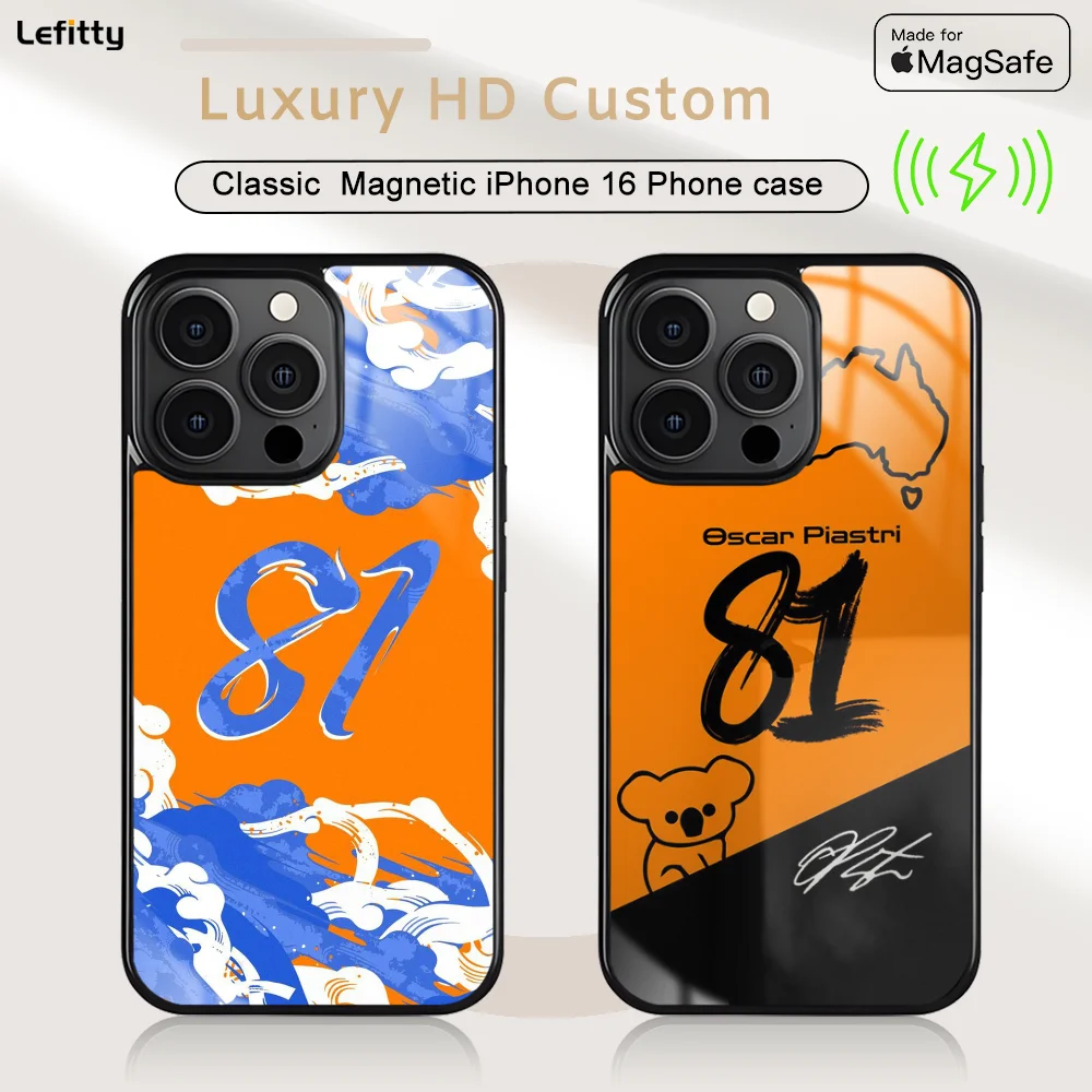 F1 Racing 81 O-Oscar P-Piastri Phone Case For iPhone 16 15 14 13 12 11 Pro Max Plus Mini Magnetic Magsafe Wireless Charging
