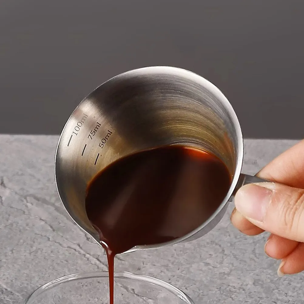 

1pc Stainless Steel Coffee Cup With Scale Precision Pouring Design For Espresso Measuring Small Metal Coffee Making Cup Baking