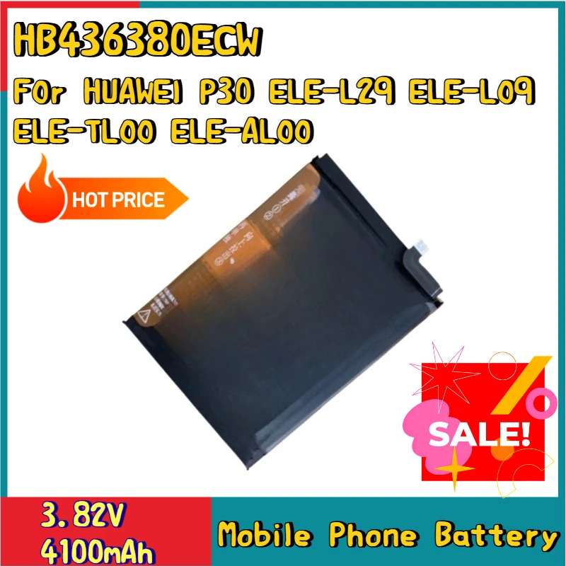 

New Replacement Mobile Phone Battery 3.82V 4100mAh HB436380ECW For HUAWEI P30 ELE-L29 ELE-L09 ELE-TL00 ELE-AL00