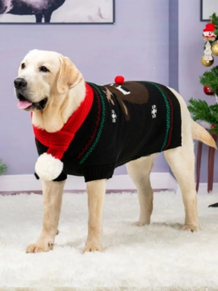 Dog Clothes Large Dog Autumn Winter Knitted Christmas Sweater Big Dog Labrador Golden Hair Autumn