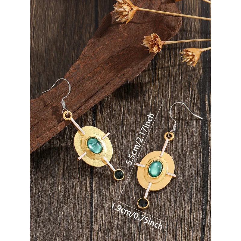 خمر القبلية دوامة استرخى أقراط للنساء المعادن الهندسة تويست البرونزية المعادن اللوحة نمط الأقراط العرقية هدية