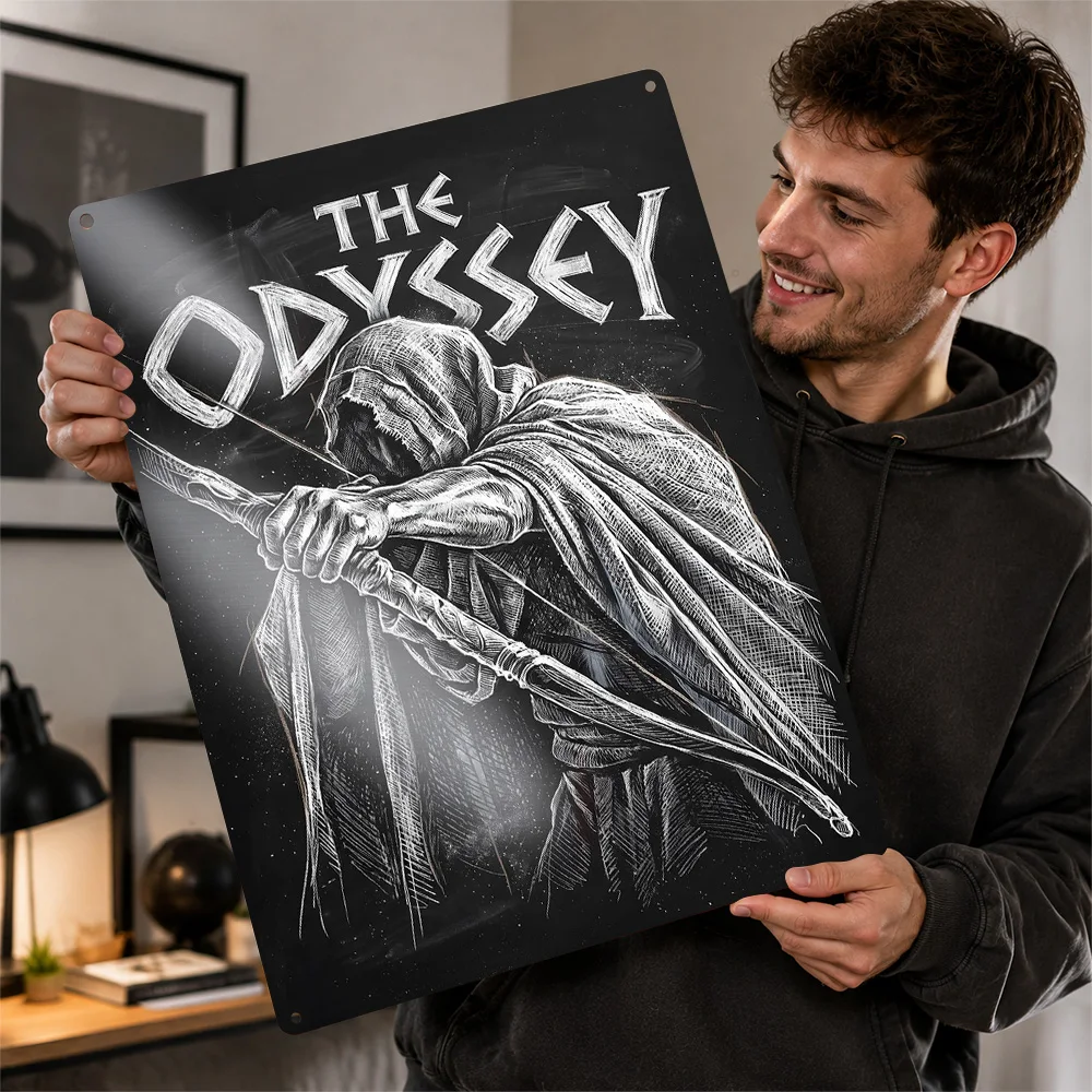 Odyssey Hooded Archer Printed Poster Personalized Aluminum Metal Sign Dark Realm Style Wall Art For Game Room And Reading Nook