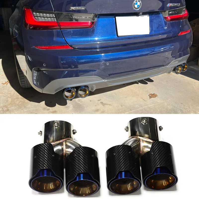 

Quad Car Exhaust Tailpipe For BMW G20 G21 M340i M Performance Exhaust 304 Stainless Steel Muffler Tip Nozzle