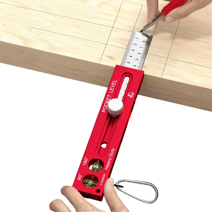 1PC Woodworking ToolsRuler Precision Pocket Ruler Slide Ruler Inch/Metric T-Track Metal Slide Stops Aluminum Precision Rulerler