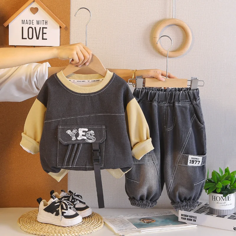 New Spring Autumn Baby Girls Clothes Children T-Shirt Pants 2Pcs/Set Kids Boys Clothing Toddler Letter Costume Infant Tracksuits