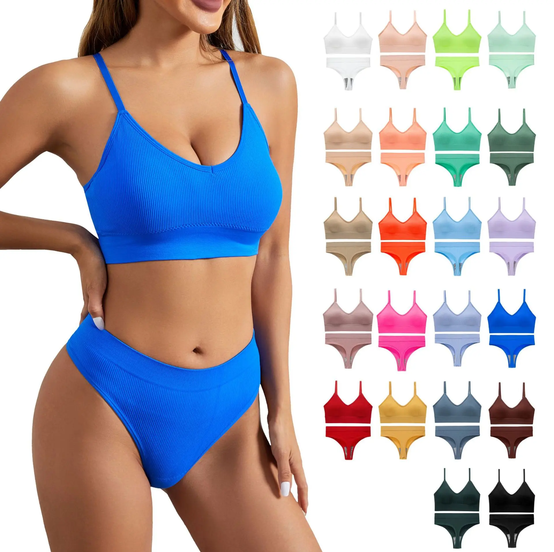 Womens Outfits Multi-color 2pcs Yoga Sets,Hip Lifting Bikini Suit Sports Bra and Panties,Quick Drying Shorts Sexy Tracksuit