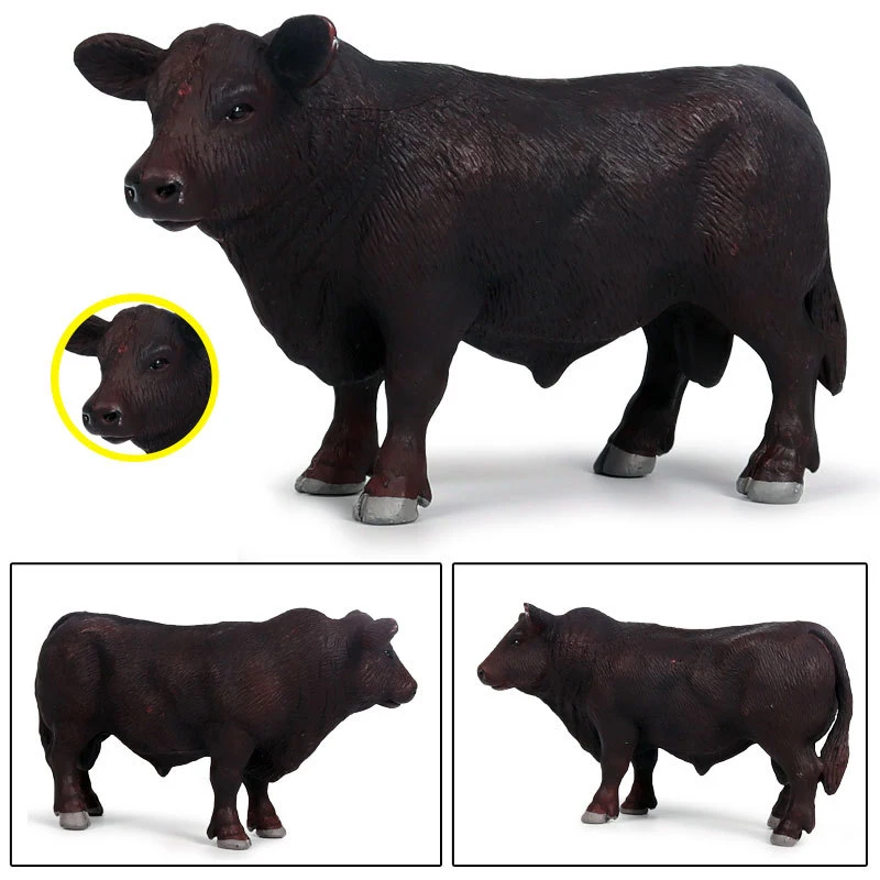 Simulazione in PVC Animali di bestiame Action Figures Collezione di modelli statici carini Modello di mucca nera Giocattoli per bambini