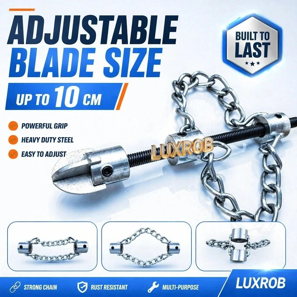 Drain Cleaning Snake Kit 8mm 65Mn Solid Soft Shaft Sewer Auger Cable with Galvanized Chain Cutter Plumbing Pipe Dredging Tool