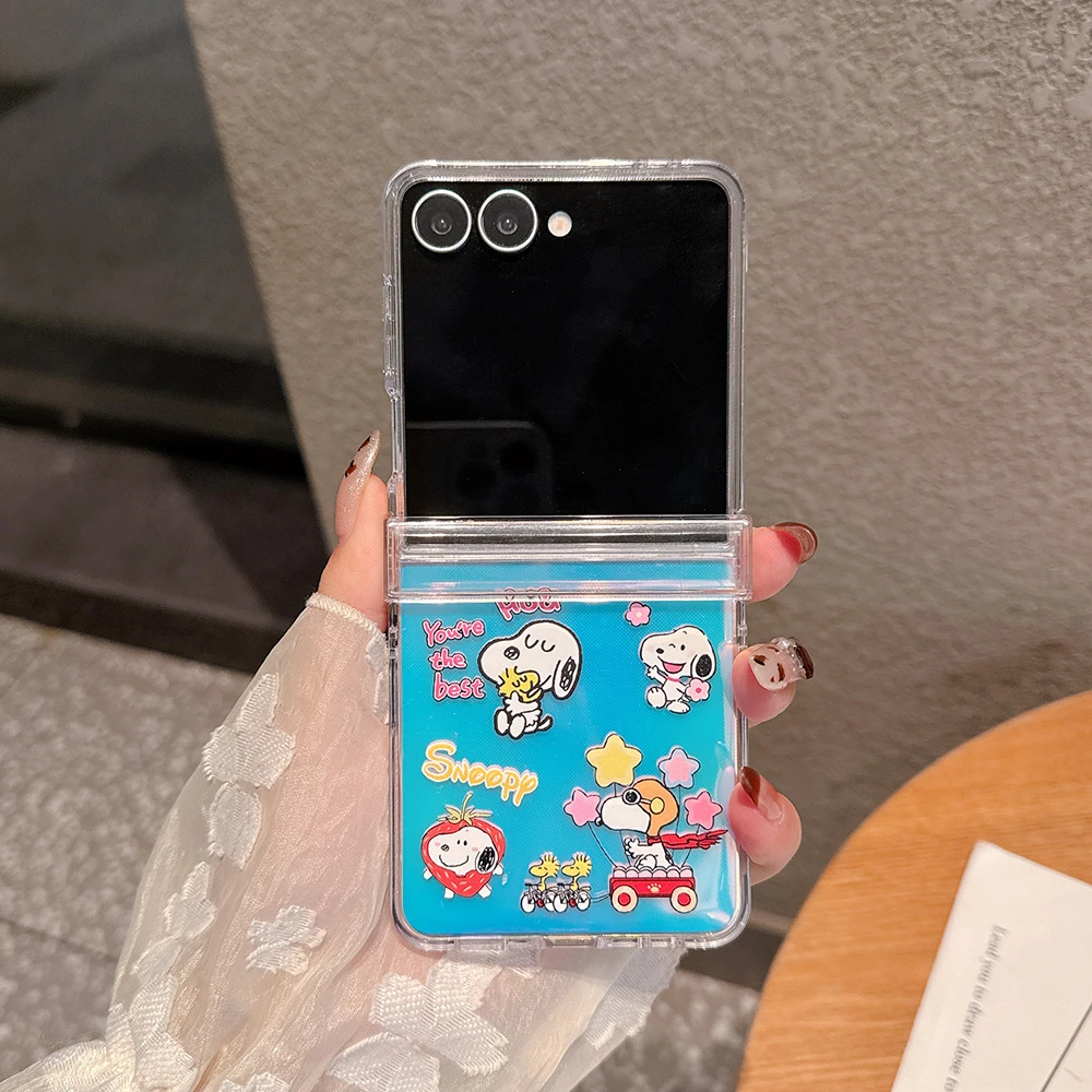 لطيف الكرتون سنوبي تشارلي براون قضية الهاتف لسامسونج غالاكسي Z فليب 7 الصلب PC الغطاء الخلفي ل Z فليب 6 5 حالات مع الحبل #4