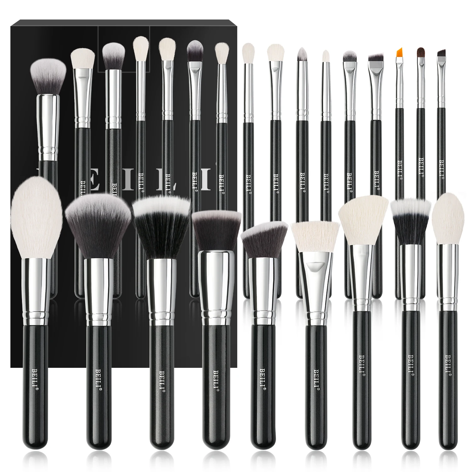 Black 25pcs Natural Hair Professional Makeup Brushes Private Label Luxury Full Foundation Eyeshadow Brush Set Make up