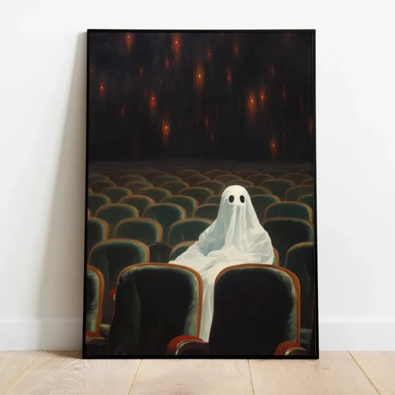 

Ghost At The Theatre Art Deco Ghost Candlelight Canvas Poster Unframed Spooky Halloween Night Wall Art Home Living Room Decor