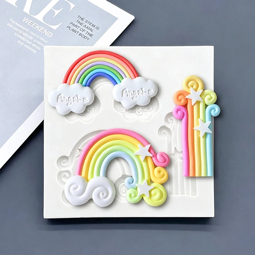 Regenbogen-Silikonform für Zuckerguss, Harzwerkzeuge, Cupcake-Backform, Fondant-Kuchendekorationswerkzeuge – Detail 2