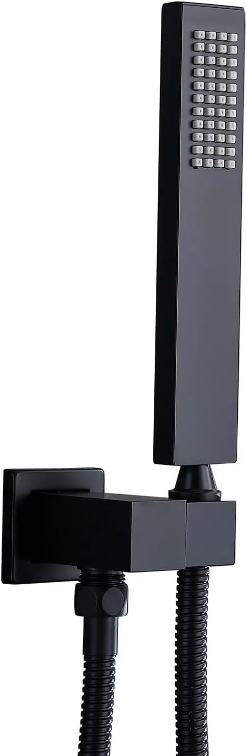 

Square Matte Black Solid Brass Handheld Shower Head Set with Hose and Wall Mount for Eco-Friendly Performance