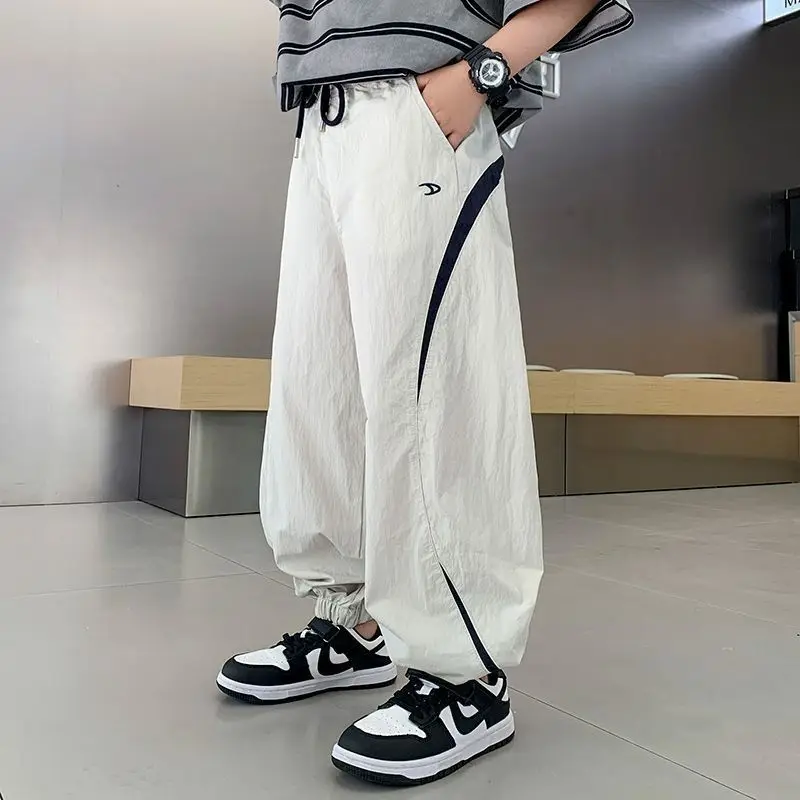 

Kids Color Block Cargo Pants Boys Girls 2026 Summer Loose Casual Long Pants Versatile