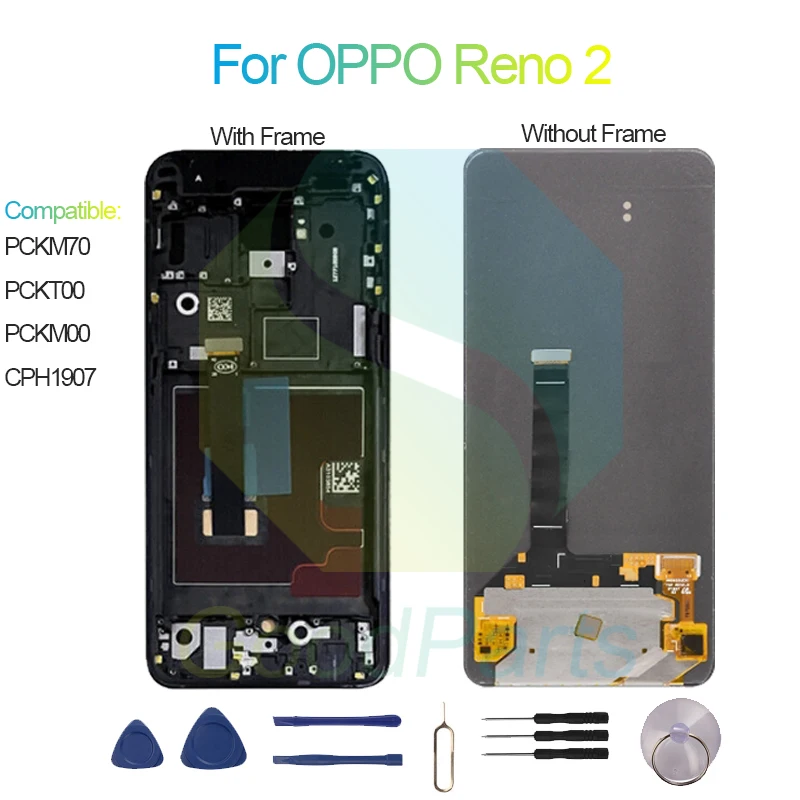 For OPPO RENO 2 Screen Display Replacement 2400*1080 PCKM70, PCKT00, PCKM00, CPH1907 RENO 2 LCD Touch Digitizer Assembly