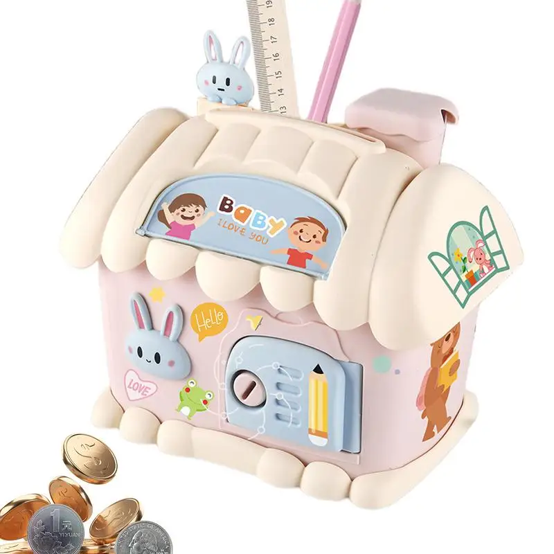 Banks For Kids House Shaped Savings Bank Pen Holder Storage Box Educational Cash Coin Can Cute Money Bank For Thanksgiving