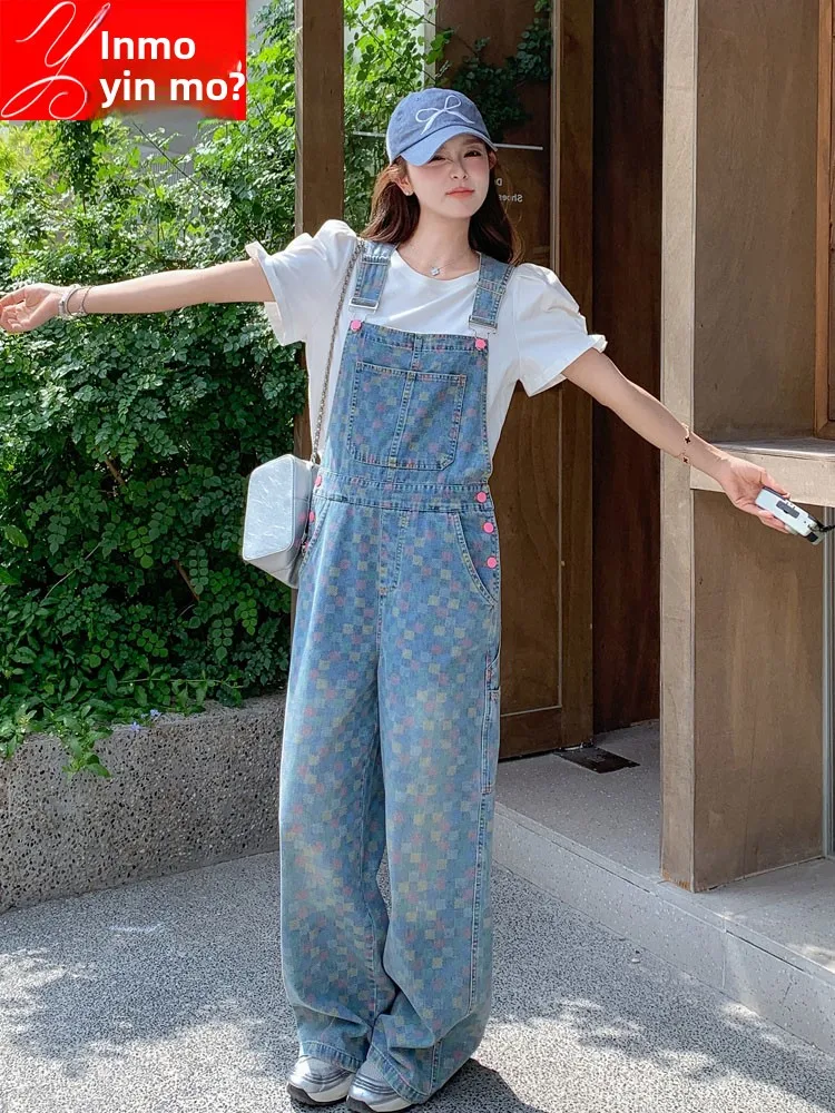 

Джинсовые комбинезоны в американском стиле ретро, женские летние брюки с высокой талией и широкими штанинами длиной до пола, антивозрастные костюмы