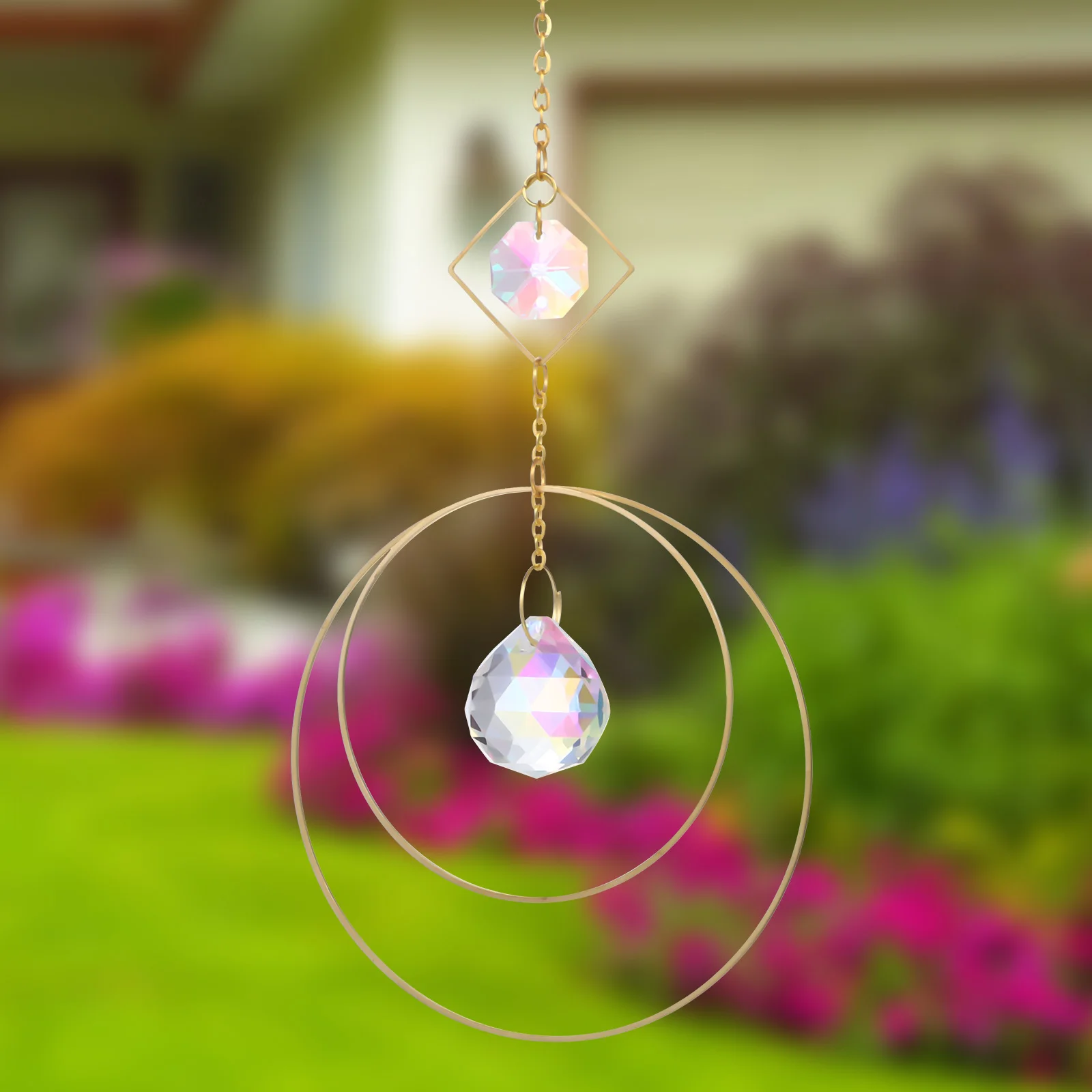 

3Pcs Crystal Prism Hanging Pendant Moon Decorative Suncatcher Window Garden Home Wind Chime Ornament Sun Catchers