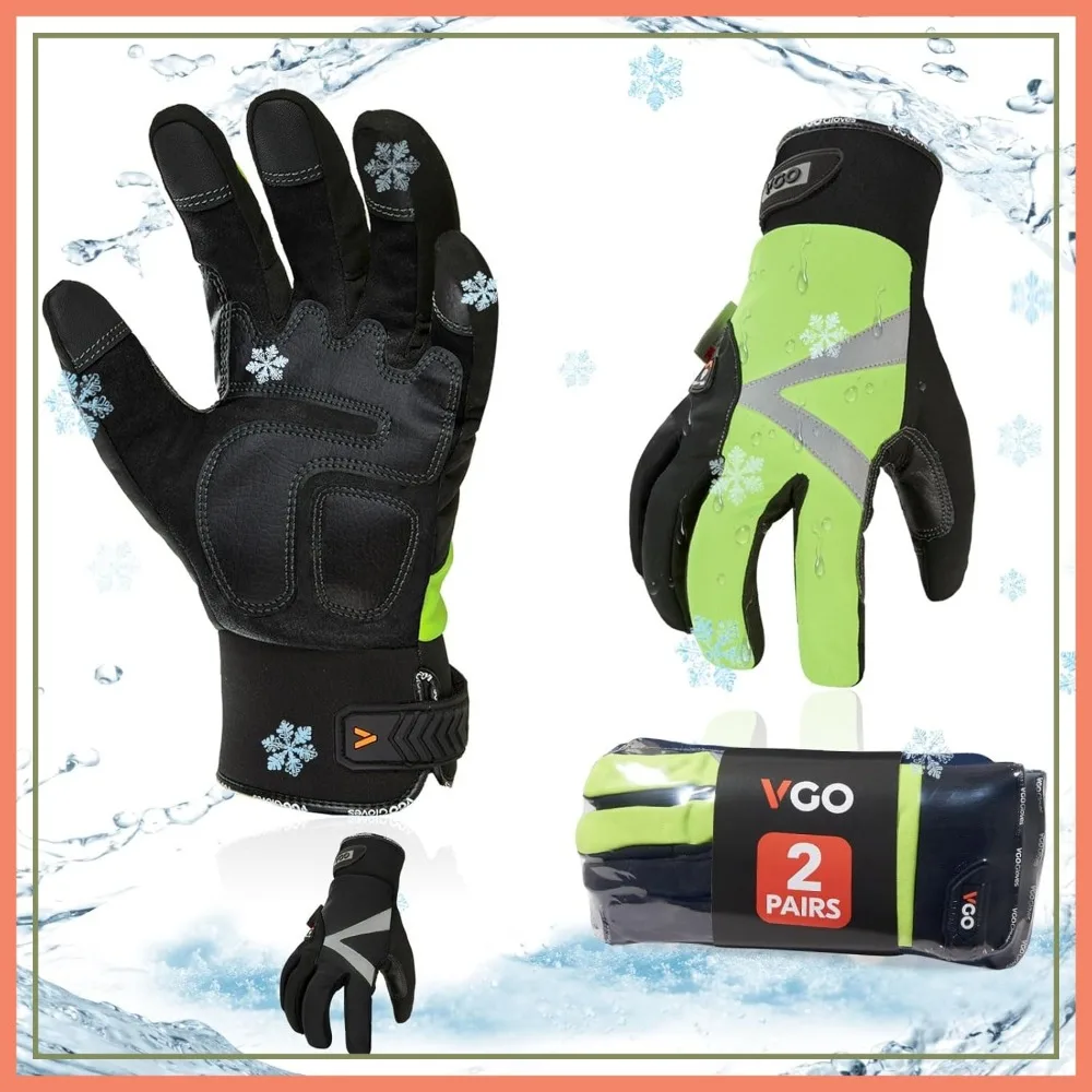 

2 Pairs Cold Weather Work Gloves -4°F or Above, Synthetic Leather with Waterproof Insert & Thinsulate Lining (SL8777FW)