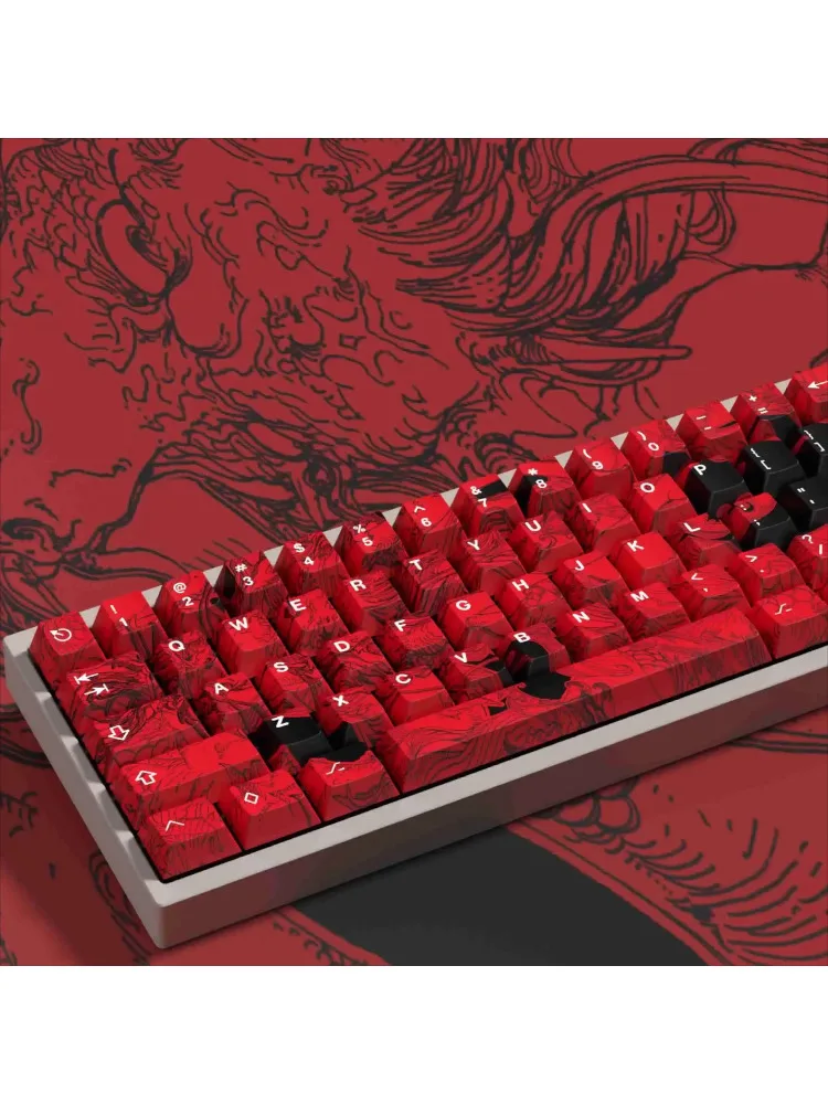 

Lava keycaps, original sublimation PBT material, custom mechanical keyboard available, red oil painting