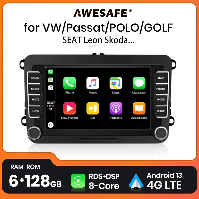 AWESAFE PX9 For Volkswagen VW SEAT Leon Passat B6 B7 Tiguan Touran GOLF POLO Car Radio Multimedia 2din Autoradio CarPlay France