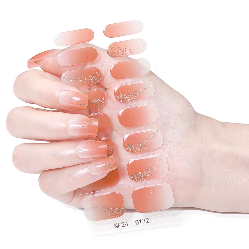 16 نصائح الفرنسية شبه علاج هلام مسمار ملصقات بسيطة شريط هلام مسمار شرائط ذاتية اللصق هلام مسمار يلتف غطاء كامل UV مسمار ملصقا