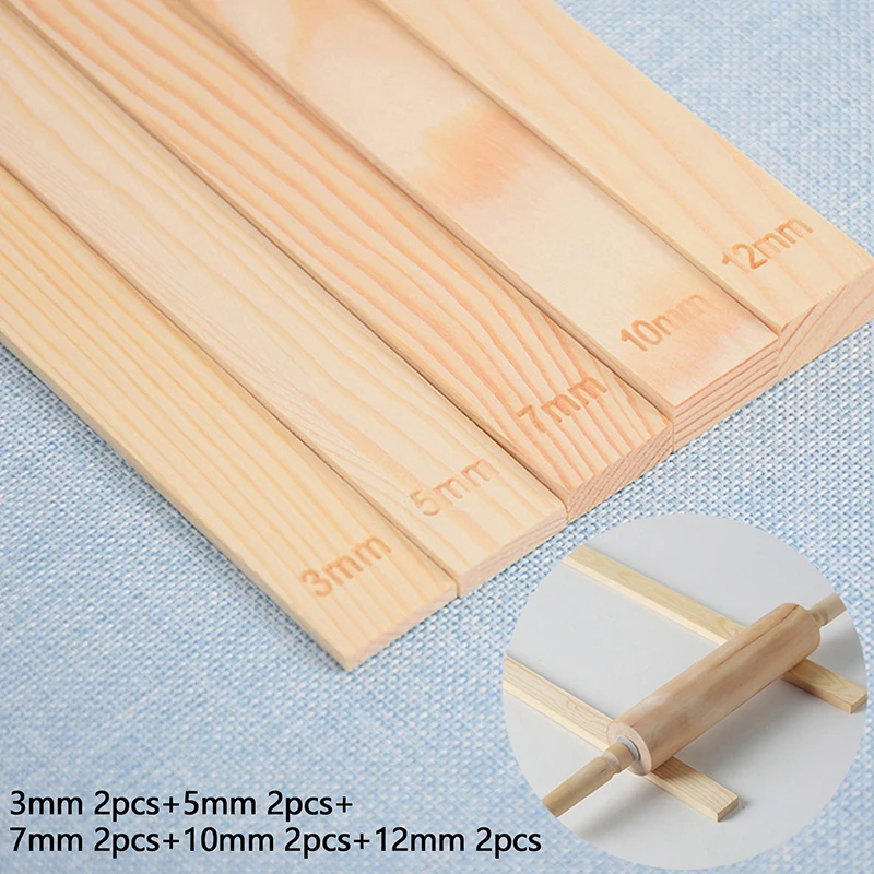 [YU]10Pcs 3/5/7/10/12MM Ceramic Clay Board Guide Pine Wood Strip Wooden Ruler Ceramic Tool Rolling Clay Cutting Wood Guide Rail