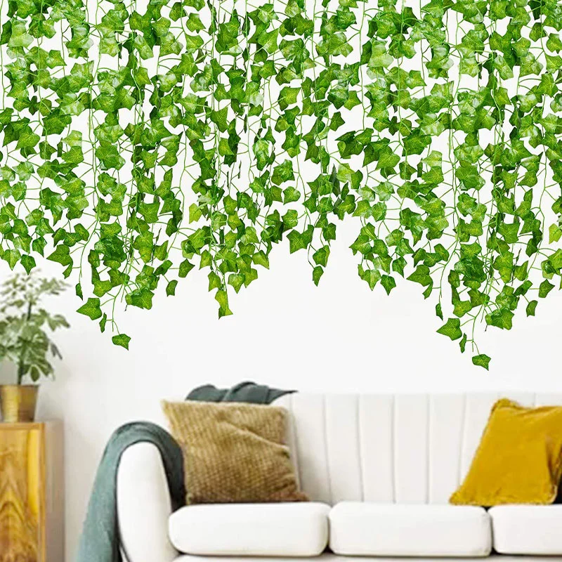 6pcs Artificial Ivy Greenery Garland Fake Vines Hanging Plants Backdrop Room Bedroom Wall Decor Green Leaves Wedding Decoration