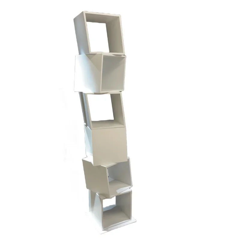 

White piano paint bookshelf floor-to-ceiling rotating bookcase modern simple shelf simple household