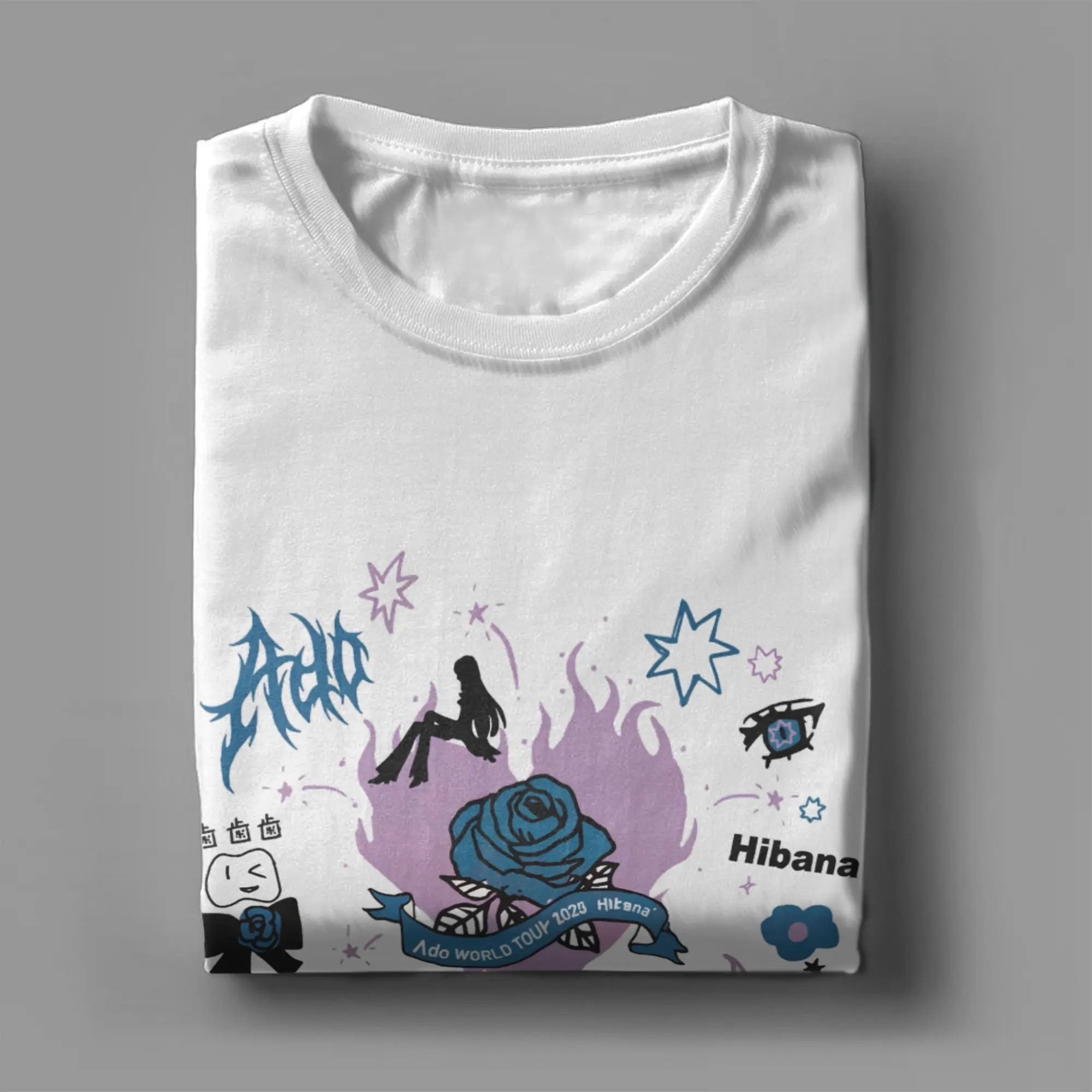 Ado WORLD TOUR 2025 Hibana T-Shirt for Men Novelty 100% Cotton Tee