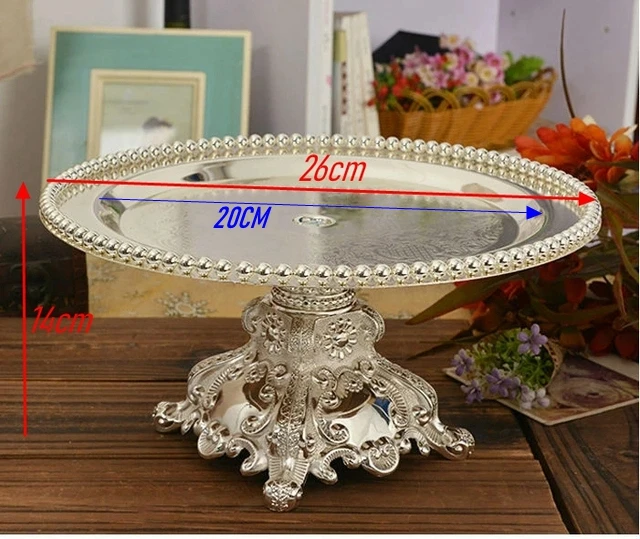 10inches Metal Cake StandSilver Round Decorative Tray  For Wedding Decoration /bandeja decorativas aniversário