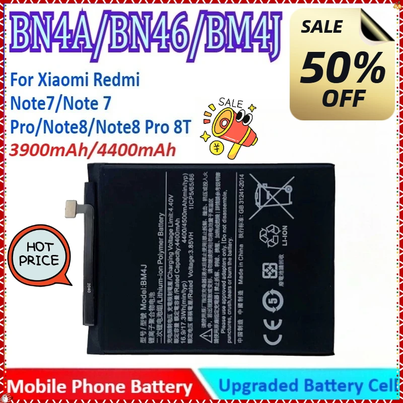 New BN4A BN46 BM4J for Xiaomi Redmi Note7/Note 7 Pro/Note8/Note8 Pro 8T Mobile Phone Battery High-Capacity Replacement