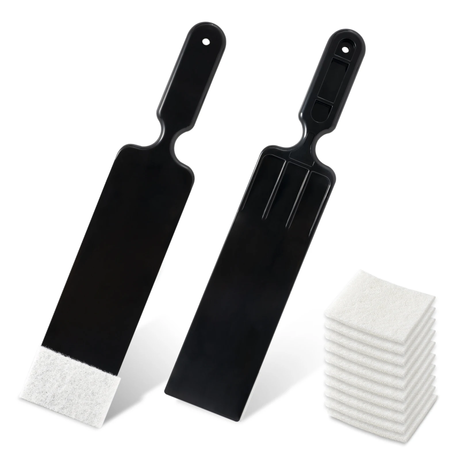 FOSHIO 2pcs Handle Bulldozer Scrubber Plastic Cleaning Squeegee with 10pcs Scrubbing Pads Car Windshield Glass Washing Scraper