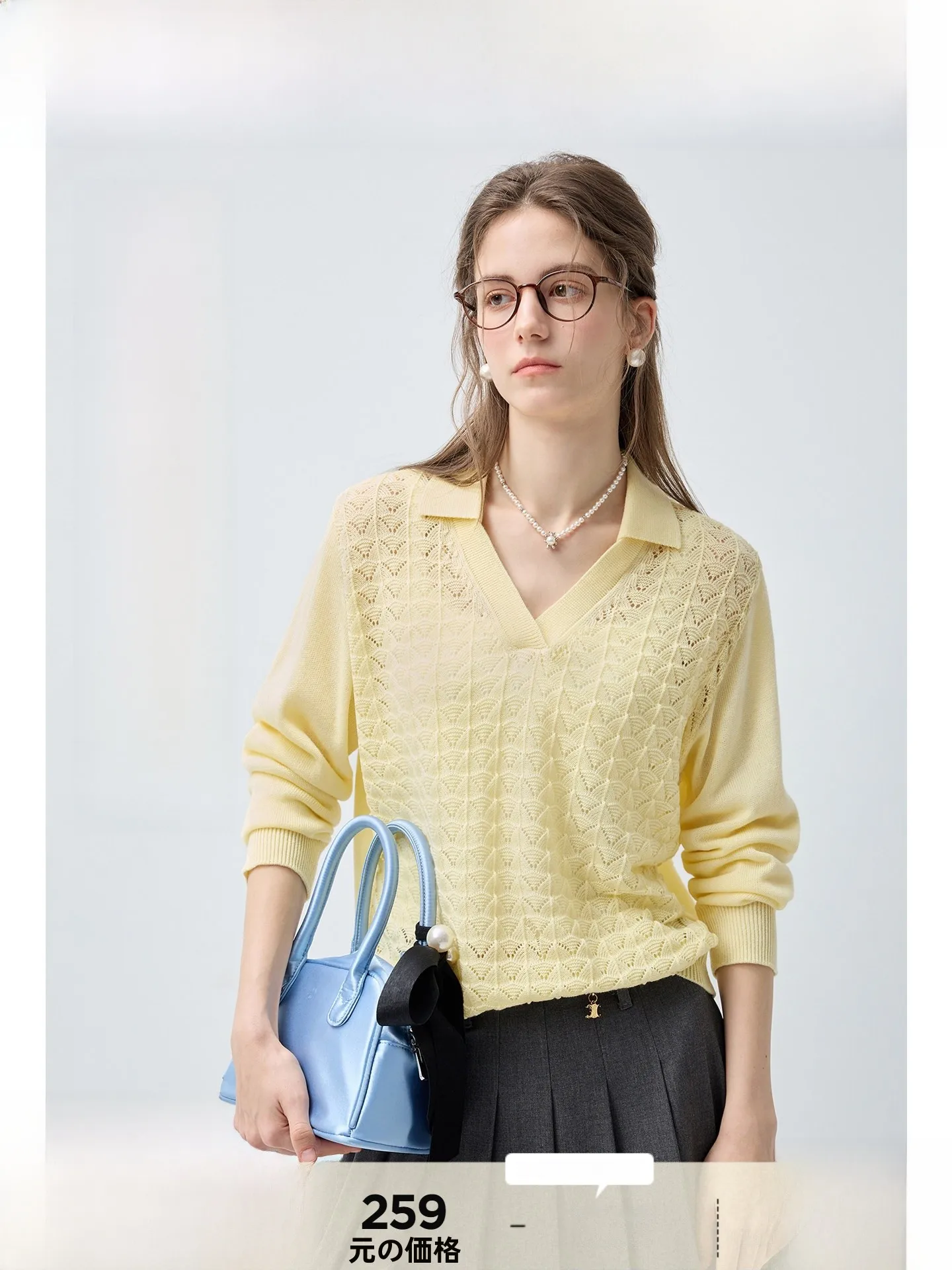 

Large Size Women's Knitted Woolen Sweater oulder Hollow out Long Sve Spring Slimming Top V-ne Stand Fit Commute Sle