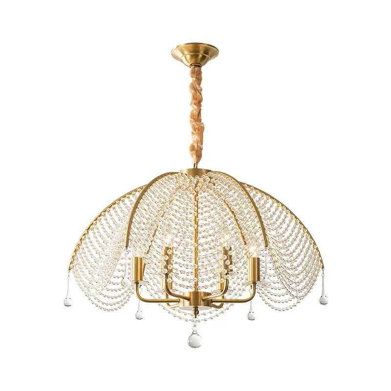 

Living room crystal chandelier dining room bedroom retro silver French creative art umbrella light American country chandelier
