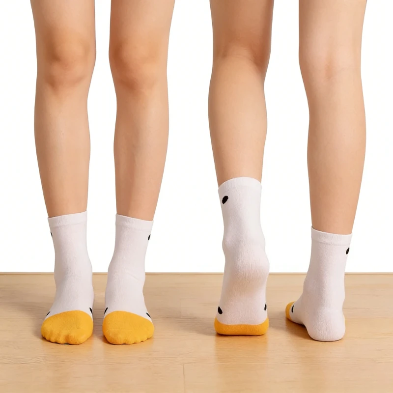 1 Paar lustige, mit Gänse- und Entenmotiven bedruckte, modische Damen-Socken mit Cartoon-Tiermotiv, für den Winter, warm, mittellang, Baumwollsocken, für Sport, kreative Freizeit