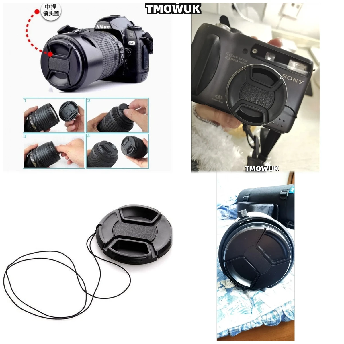 

For Nikon D600 D610 D7000 D7100 D7200 D7500 Df Z5 Z6 Z7 Camera Lens Cap Protective Cover Center Pinch Snap-on 49mm 52 55 58 62 6