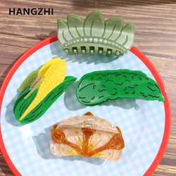 HangZhi Vegetable Cucumber Corn Hair Clip Flower Pearl Fruit Hair Claw for Women Girl Cute Hair Accessories New Headwear Jewelry