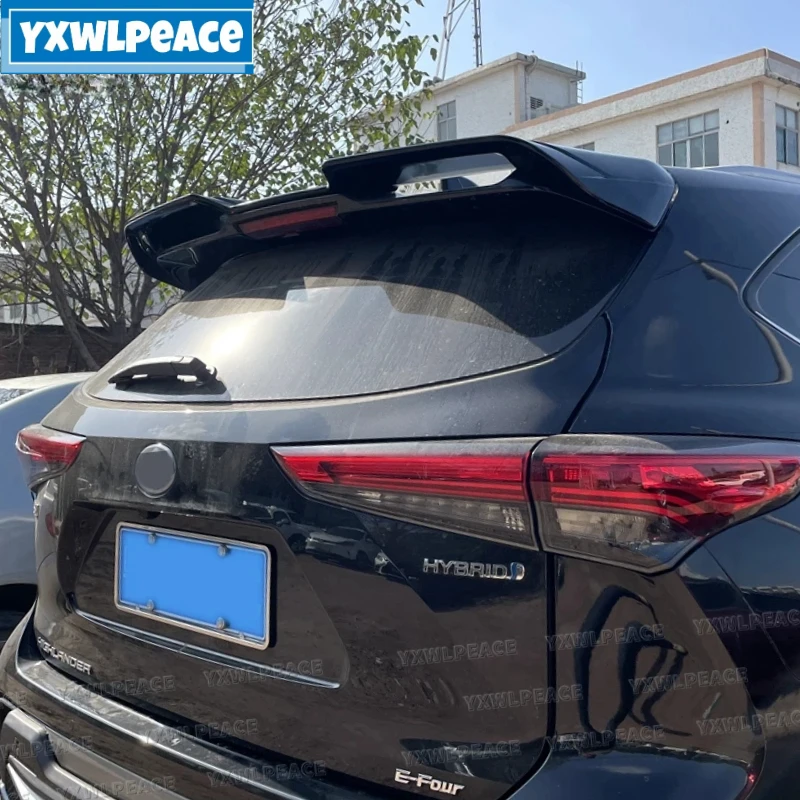 

For Toyota Highlander 4th Roof Spoiler 2021 2022 2023 ABS Glossy Black/Carbon Fiber Look Rear Trunk Wing Body Kit Accessories