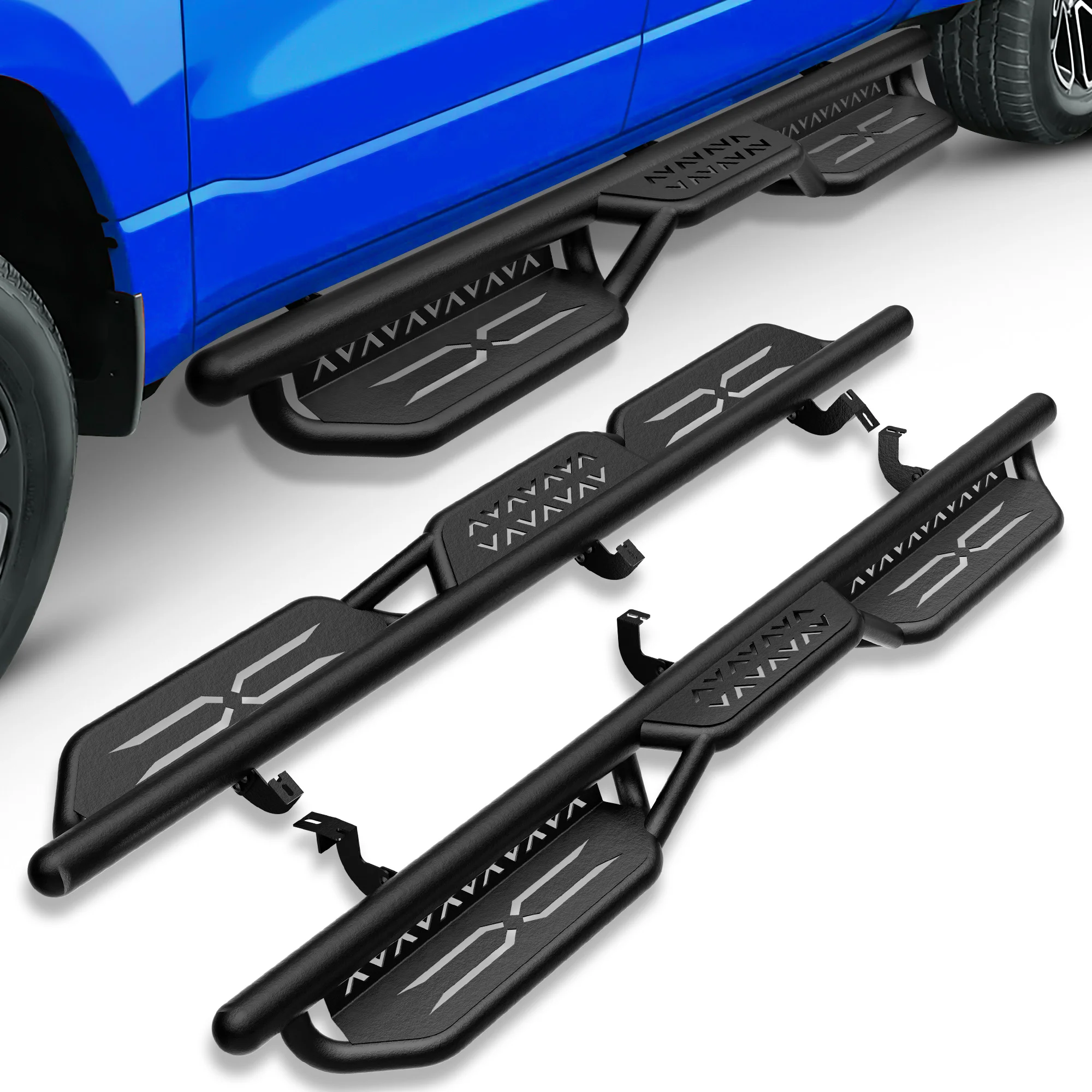 

Подносы для бега 2-ступенчатого дизайна Боковые направляющие Nerf Bar Rock Sliders для Toyota Tacoma Double & Crew Cab 2005-2023 гг. (4 полноразмерные двери)