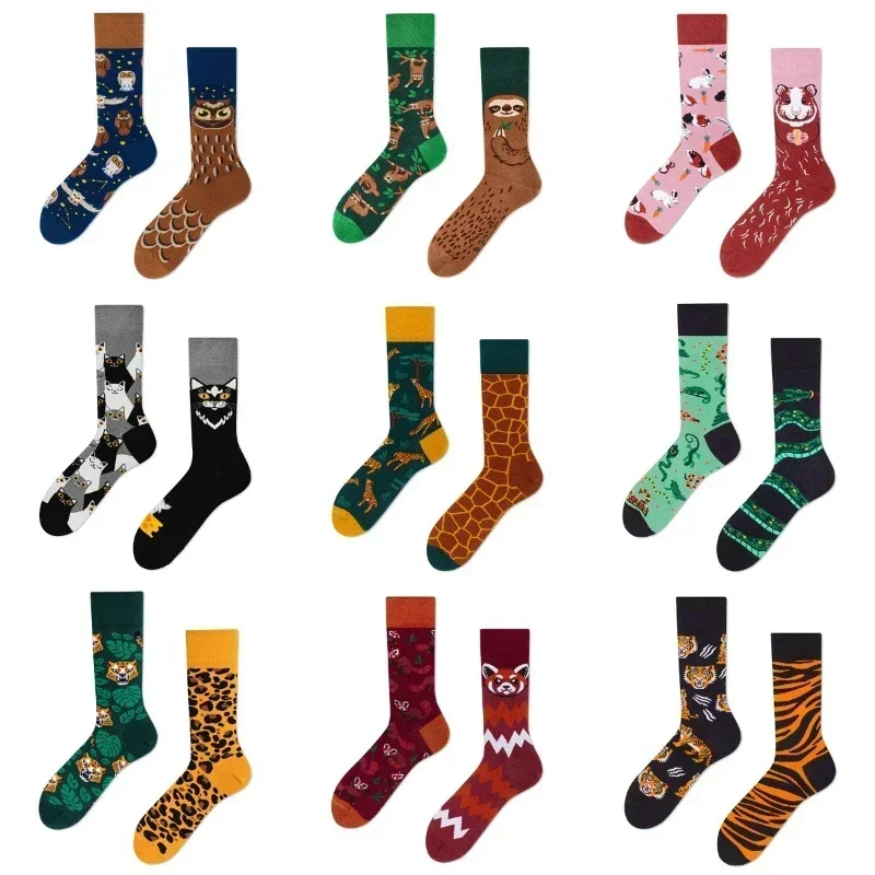 Cross border New INS Network Red Personality Cartoon Animal AB Fashion Socks Creative Fun calzini di cotone da uomo e da donna