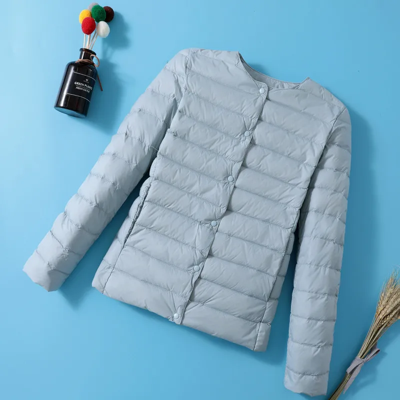 Women Down Jacket Autumn Winter Ultra Light White Duck Down Coat Parkas Female Single Breasted Warm Puffer Outwears Short Tops