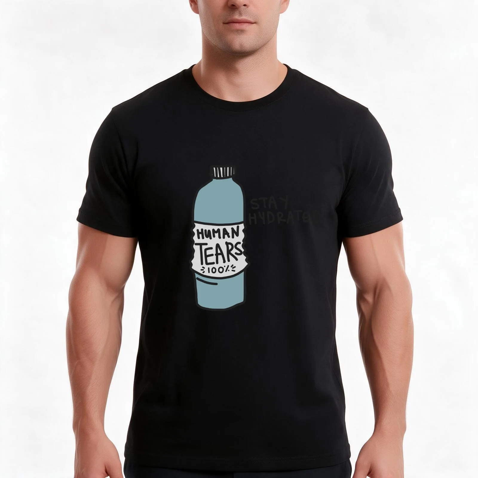Stay hydrated with real human tears T-Shirt Summer Casual Cotton Tee Oversized Streetwear Tops Vintage Graphic Print