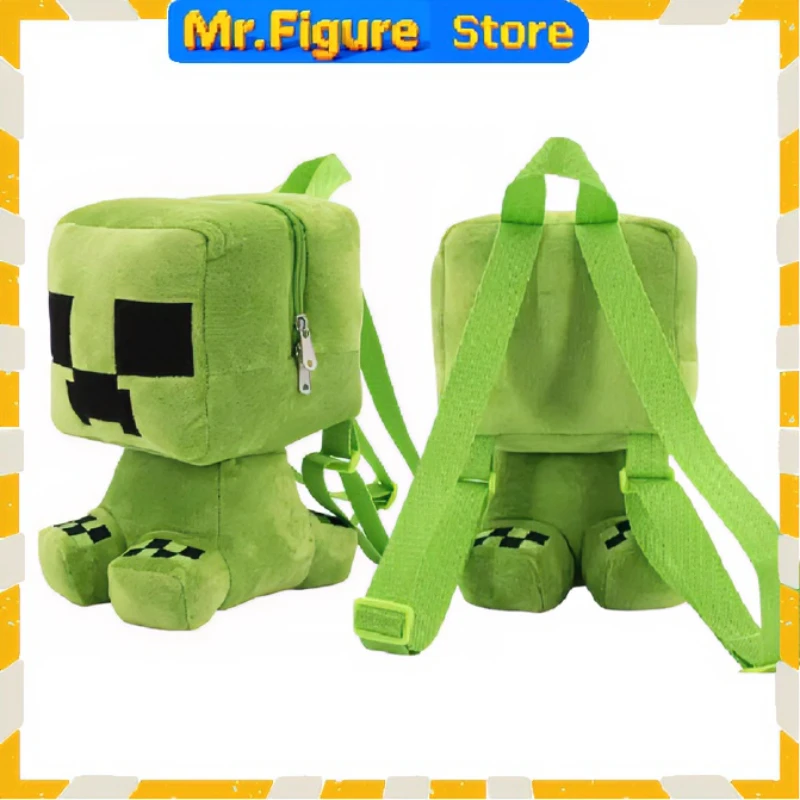 Popular Pixel Game Creeper Character Crawling Monster Anime Plush Doll Large Capacity Backpack Soft Bag Stuffed Periphery Gifts