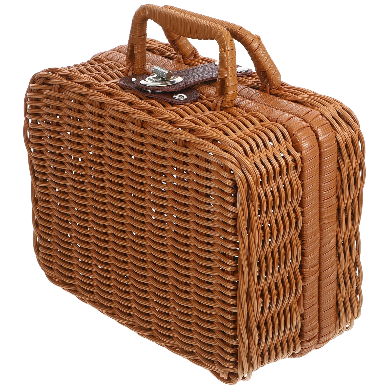 

Woven Storage Basket Imitation Rattan Handle Picnic Hamper For Home Office Wedding Decor Gift Case Large Capacity Organizer