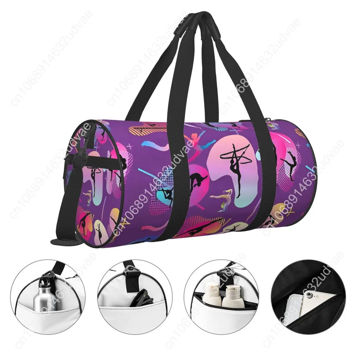 Gymnastics Girl Colorful Pattern Modern Sport Gym Bag Training Sports Bags Men with Shoes Retro Fitness Bag Weekend Handbags