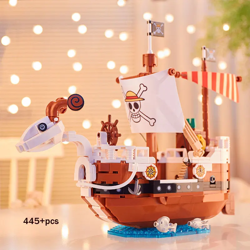 Bloques de construcción de One Piece para niños, juguete de montaje de modelo de Anime, Luffy, Zoro, Nami, Wanli, Sunshine Ship, regalo de