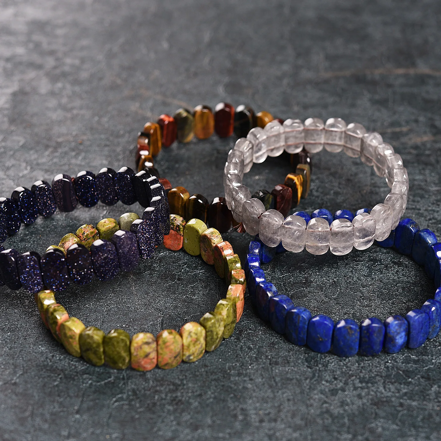 Precious Gemstone 9x15mm Faceted Oval Beads Stretch Bracelet 7 Inch Unisex Women Men Fashion Crystal Energy Gift Natural Stone