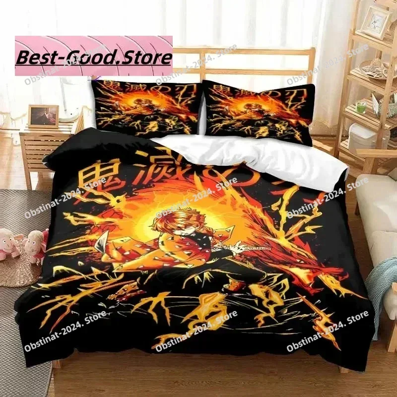 Agatsuma Zenitsu Anime Demon Slayer Bedding Set Single Twin Full Queen King Size Bed Set Aldult Kid Bedroom 3D Print