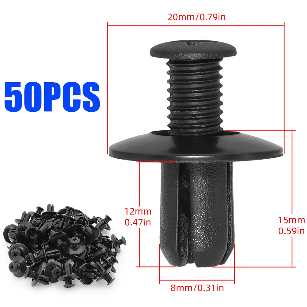 ZMFJH 50PCS Auto Bumper Fastener 8mm Rivet Retainer Push Pin Car Door Trim Panel Clip Fasteners for Universal Car Clip Bumper